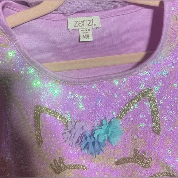 Zhenzi Glittery Purple Cat Dance Costume - Picture 5 of 5